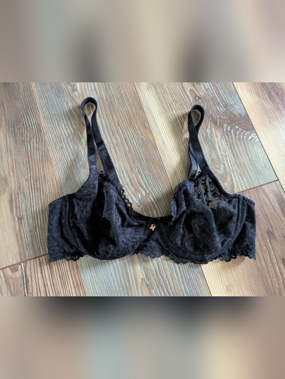 SAVAGE X FENTY BY RIHANNA 36C SOLID BLACK FLORAL LACE UNLINED UNDERWIRE BRA